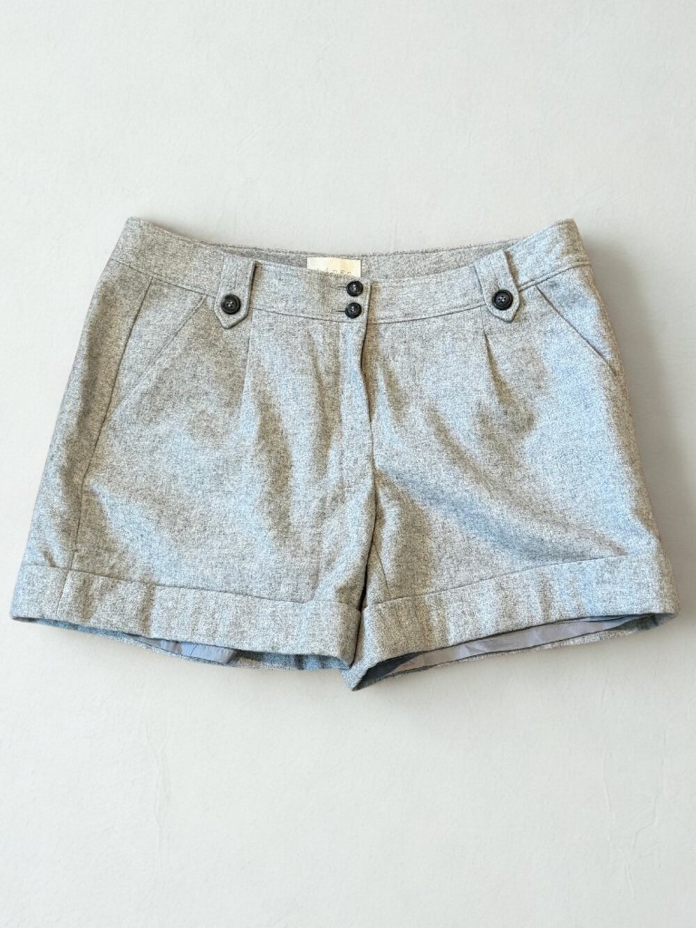 Hinge Gray Wool Blend Shorts Size 8 Minimalist Neutral